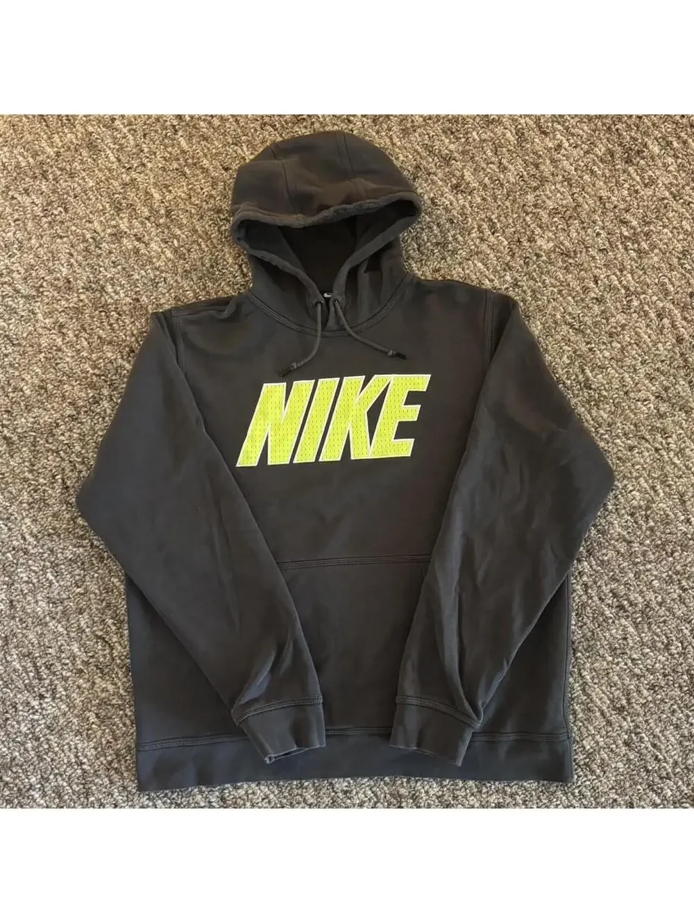 Men’s Nike Hoodie Gray Yellow/Green Logo Size Extra Large XL